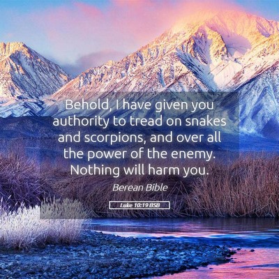 Picture 05 - Luke 10:19 BSB - Behold, I have given you authority to tread on - Bible Verse Picture
