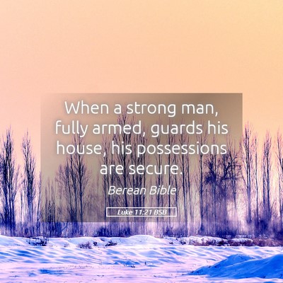 Picture 05 - Luke 11:21 BSB - When a strong man, fully armed, guards his house, - Bible Verse Picture