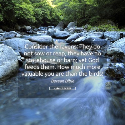 Picture 05 - Luke 12:24 BSB - Consider the ravens: They do not sow or reap, - Bible Verse Picture
