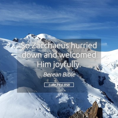 Picture 05 - Luke 19:6 BSB - So Zacchaeus hurried down and welcomed Him - Bible Verse Picture