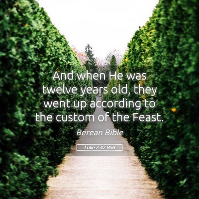 Picture 05 - Luke 2:42 BSB - And when He was twelve years old, they went up - Bible Verse Picture
