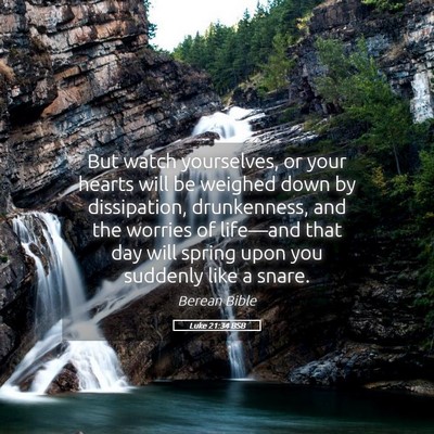 Picture 05 - Luke 21:34 BSB - But watch yourselves, or your hearts will be - Bible Verse Picture