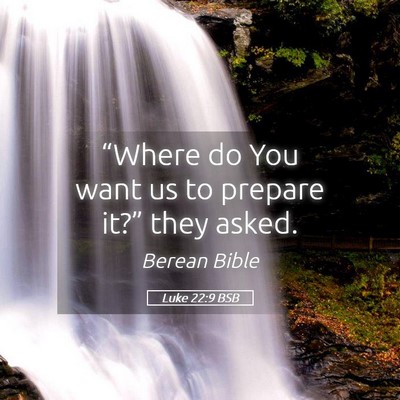 Picture 05 - Luke 22:9 BSB - “Where do You want us to prepare it?” they - Bible Verse Picture