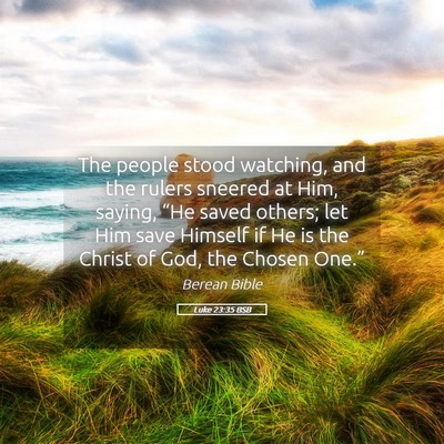Picture 05 - Luke 23:35 BSB - The people stood watching, and the rulers sneered - Bible Verse Picture