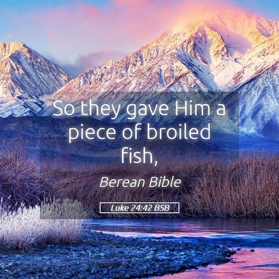 Picture 05 - Luke 24:42 BSB - So they gave Him a piece of broiled - Bible Verse Picture