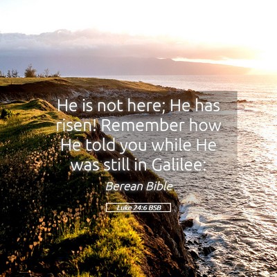 Picture 05 - Luke 24:6 BSB - He is not here; He has risen! Remember how He - Bible Verse Picture