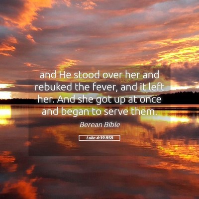Picture 05 - Luke 4:39 BSB - and He stood over her and rebuked the fever, and - Bible Verse Picture