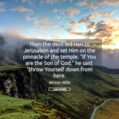 Picture 05 - Luke 4:9 BSB - Then the devil led Him to Jerusalem and set Him - Bible Verse Picture