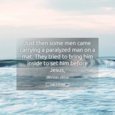 Picture 05 - Luke 5:18 BSB - Just then some men came carrying a paralyzed man - Bible Verse Picture