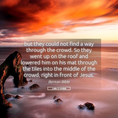 Picture 05 - Luke 5:19 BSB - but they could not find a way through the crowd. - Bible Verse Picture