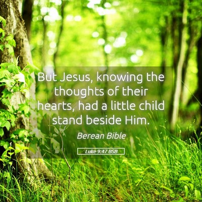 Picture 05 - Luke 9:47 BSB - But Jesus, knowing the thoughts of their hearts, - Bible Verse Picture