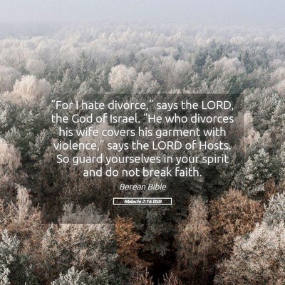 Picture 05 - Malachi 2:16 BSB - “For I hate divorce,” says the LORD, the God - Bible Verse Picture