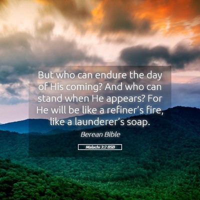 Picture 05 - Malachi 3:2 BSB - But who can endure the day of His coming? And who - Bible Verse Picture