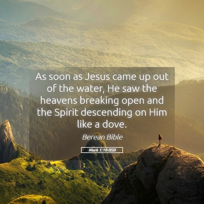 Picture 05 - Mark 1:10 BSB - As soon as Jesus came up out of the water, He saw - Bible Verse Picture