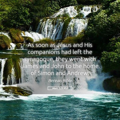 Picture 05 - Mark 1:29 BSB - As soon as Jesus and His companions had left the - Bible Verse Picture