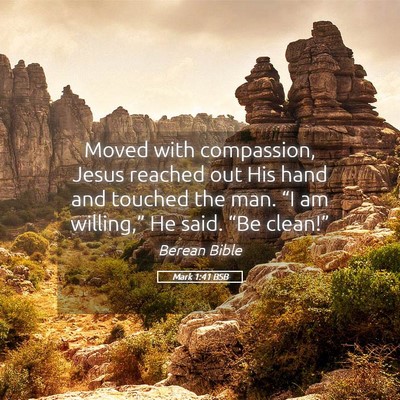 Picture 05 - Mark 1:41 BSB - Moved with compassion, Jesus reached out His hand - Bible Verse Picture