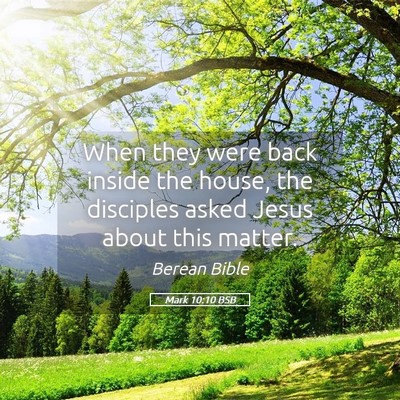Picture 05 - Mark 10:10 BSB - When they were back inside the house, the - Bible Verse Picture