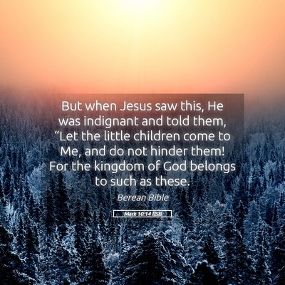 Picture 05 - Mark 10:14 BSB - But when Jesus saw this, He was indignant and - Bible Verse Picture