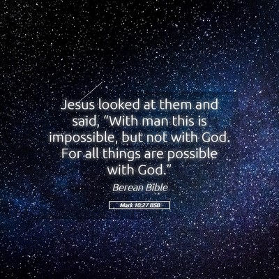 Picture 05 - Mark 10:27 BSB - Jesus looked at them and said, “With man this - Bible Verse Picture