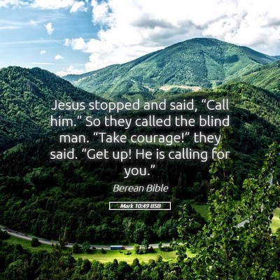 Picture 05 - Mark 10:49 BSB - Jesus stopped and said, “Call him.” So they - Bible Verse Picture