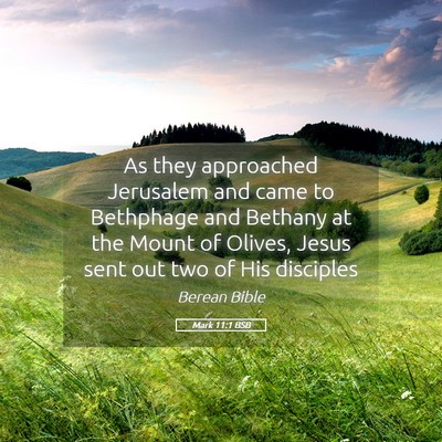 Picture 05 - Mark 11:1 BSB - As they approached Jerusalem and came to - Bible Verse Picture