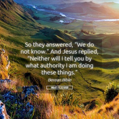 Picture 05 - Mark 11:33 BSB - So they answered, “We do not know.” And Jesus - Bible Verse Picture