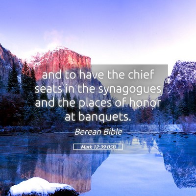 Picture 05 - Mark 12:39 BSB - and to have the chief seats in the synagogues and - Bible Verse Picture