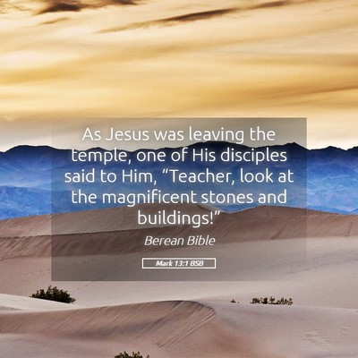 Picture 05 - Mark 13:1 BSB - As Jesus was leaving the temple, one of His - Bible Verse Picture