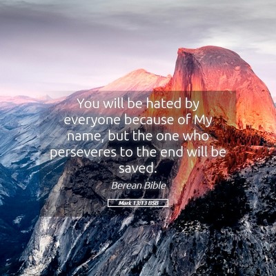 Picture 05 - Mark 13:13 BSB - You will be hated by everyone because of My name, - Bible Verse Picture