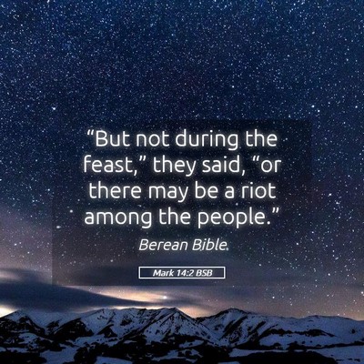 Picture 05 - Mark 14:2 BSB - “But not during the feast,” they said, “or - Bible Verse Picture