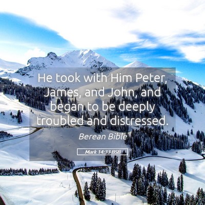 Picture 05 - Mark 14:33 BSB - He took with Him Peter, James, and John, and - Bible Verse Picture