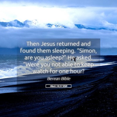 Picture 05 - Mark 14:37 BSB - Then Jesus returned and found them sleeping. - Bible Verse Picture