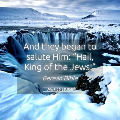 Picture 05 - Mark 15:18 BSB - And they began to salute Him: “Hail, King of - Bible Verse Picture