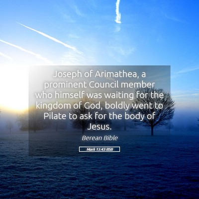 Picture 05 - Mark 15:43 BSB - Joseph of Arimathea, a prominent Council member - Bible Verse Picture