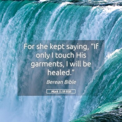 Picture 05 - Mark 5:28 BSB - For she kept saying, “If only I touch His - Bible Verse Picture