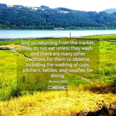 Picture 05 - Mark 7:4 BSB - And on returning from the market, they do not eat - Bible Verse Picture