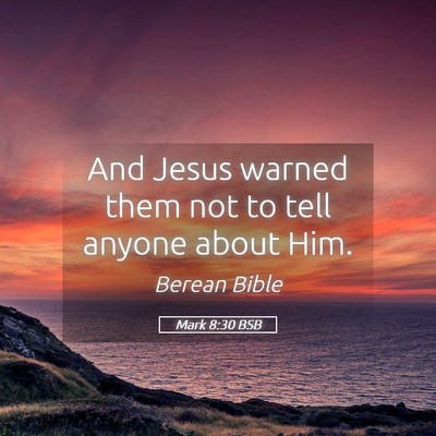 Picture 05 - Mark 8:30 BSB - And Jesus warned them not to tell anyone about - Bible Verse Picture