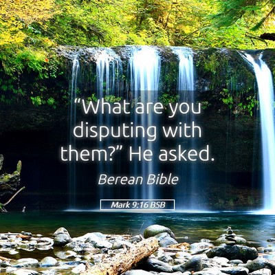 Picture 05 - Mark 9:16 BSB - “What are you disputing with them?” He - Bible Verse Picture
