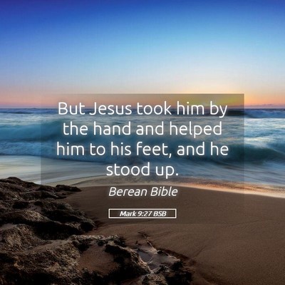 Picture 05 - Mark 9:27 BSB - But Jesus took him by the hand and helped him to - Bible Verse Picture