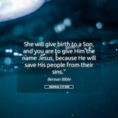 Picture 05 - Matthew 1:21 BSB - She will give birth to a Son, and you are to give - Bible Verse Picture