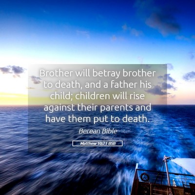 Picture 05 - Matthew 10:21 BSB - Brother will betray brother to death, and a - Bible Verse Picture