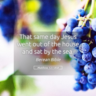 Picture 05 - Matthew 13:1 BSB - That same day Jesus went out of the house and sat - Bible Verse Picture
