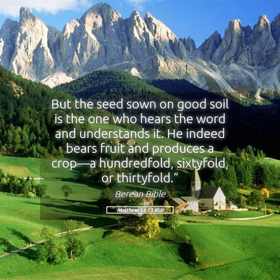 Picture 05 - Matthew 13:23 BSB - But the seed sown on good soil is the one who - Bible Verse Picture