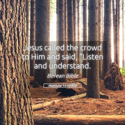 Picture 05 - Matthew 15:10 BSB - Jesus called the crowd to Him and said, “Listen - Bible Verse Picture