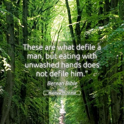 Picture 05 - Matthew 15:20 BSB - These are what defile a man, but eating with - Bible Verse Picture