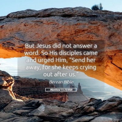 Picture 05 - Matthew 15:23 BSB - But Jesus did not answer a word. So His disciples - Bible Verse Picture