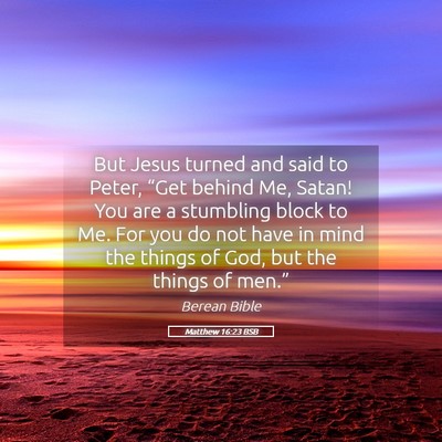 Picture 05 - Matthew 16:23 BSB - But Jesus turned and said to Peter, “Get behind - Bible Verse Picture
