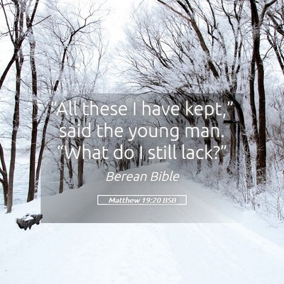 Picture 05 - Matthew 19:20 BSB - “All these I have kept,” said the young man. - Bible Verse Picture