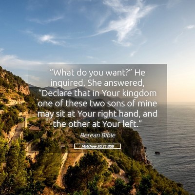 Picture 05 - Matthew 20:21 BSB - “What do you want?” He inquired. She - Bible Verse Picture