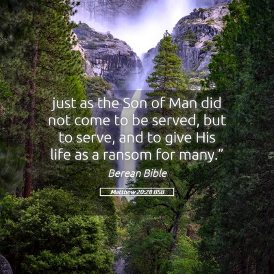 Picture 05 - Matthew 20:28 BSB - just as the Son of Man did not come to be served, - Bible Verse Picture